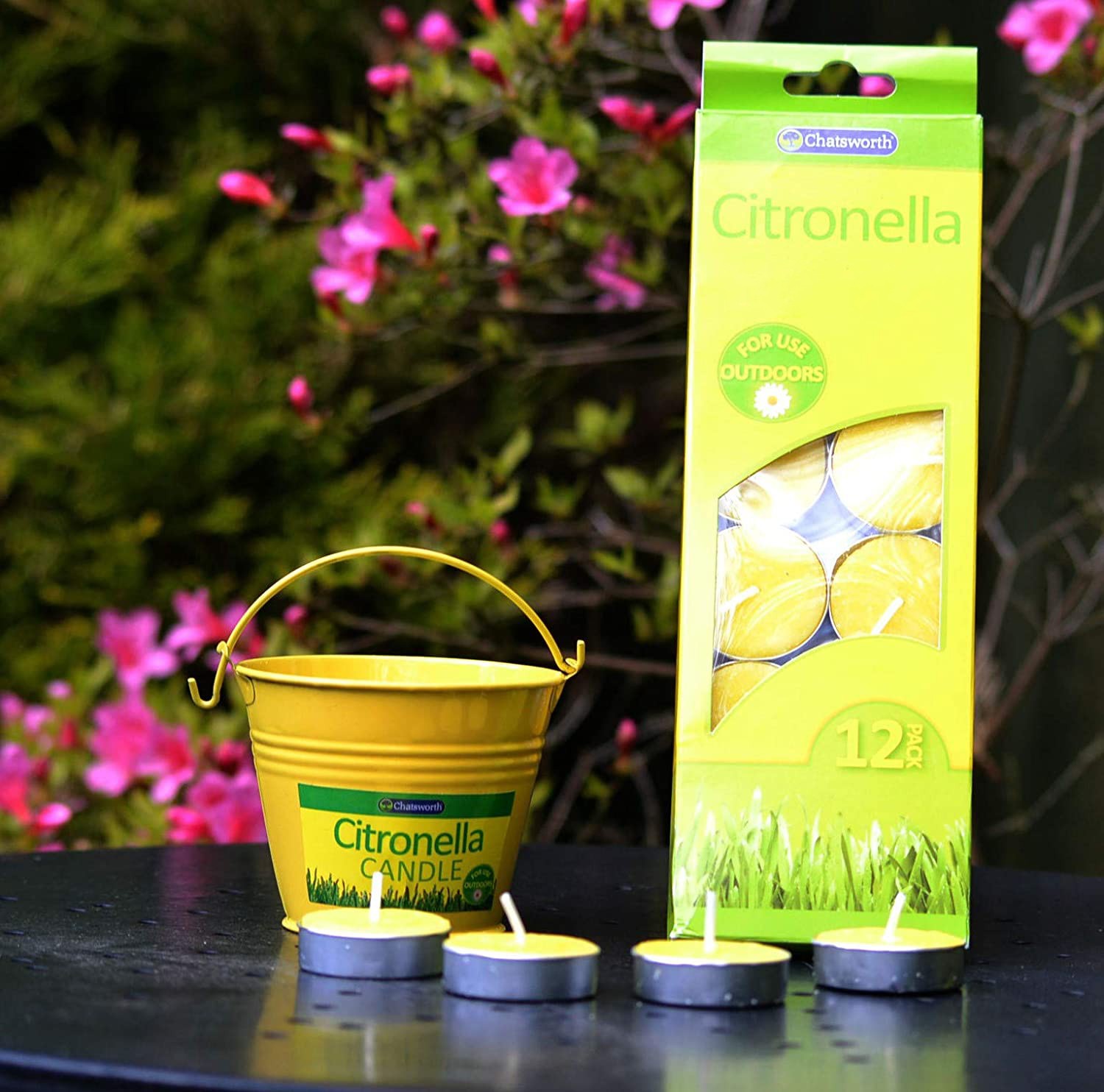 Citronella candle set for garden, outdoors, camping, barbecue, patio, indoor, picknic - Insect repellent bucket Candles