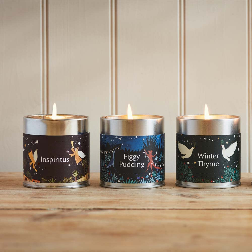 Christmas Inspiritus Scented Tin Candle - Wax - Home Decor & Office - Nutmeg, Cinnamon & Clove Fragranc